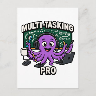 Cartes Pour Fêtes Annuelles Professeur en salle de classe Octopus multitâche