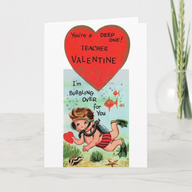 Cartes Pour Fêtes Annuelles Professeur Retro Valentine (Devant)