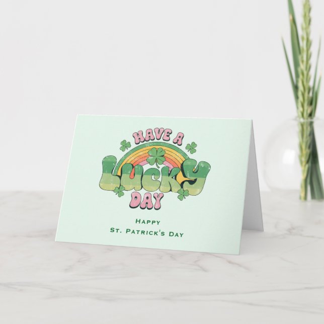 Cartes Pour Fêtes Annuelles Profitez d'un jour chanceux style rétro St. Patric (Devant)