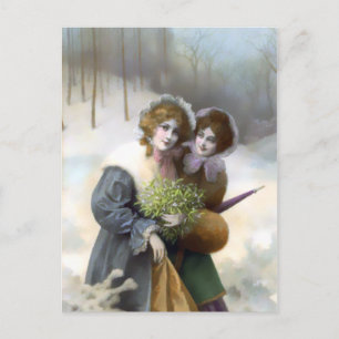 Cartes Pour Fêtes Annuelles Promenade Amberwood, Scène de Noël Vintage