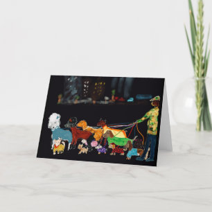 Cartes Pour Fêtes Annuelles Promenade de chiens à New York avec des chiens en 