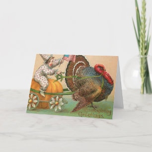 Cartes Pour Fêtes Annuelles Promenade Drôle de Dindon de Style Rétro