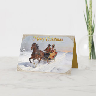 Cartes Pour Fêtes Annuelles Promenade en traîneau festive d'un couple victorie
