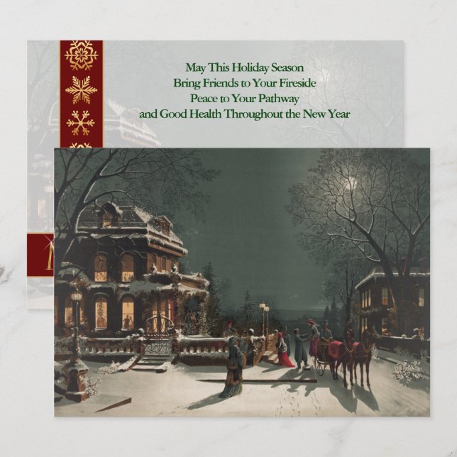 Cartes Pour Fêtes Annuelles Promenade en traîneau personnalisée pour la veille (Devant / Derrière)