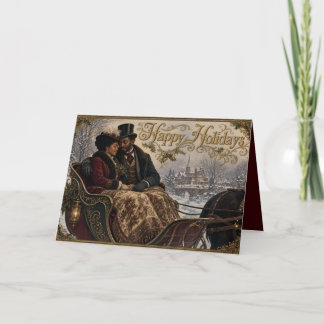 Cartes Pour Fêtes Annuelles Promenade en traîneau romantique de couple victori