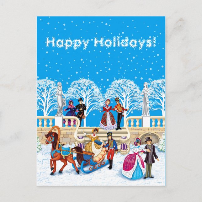 Cartes Pour Fêtes Annuelles Promenade hivernale (Devant)