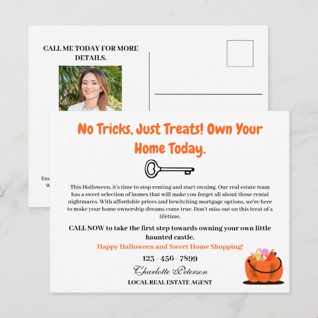 Cartes Pour Fêtes Annuelles Promotions Halloween immobilier sur mesure (Devant / Derrière)