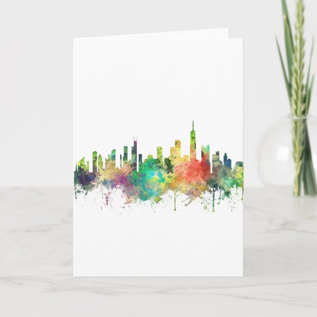 CARTES POUR FÊTES ANNUELLES PS D'HORIZON DE CHICAGO, L'ILLINOIS - (Devant)