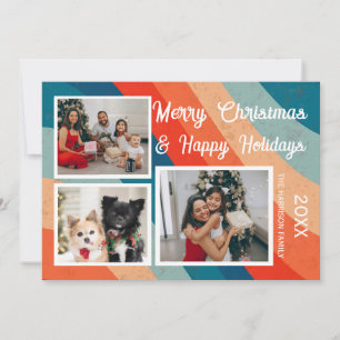 Cartes Pour Fêtes Annuelles Psychédélique Rétro Vague Trois Photos Noël
