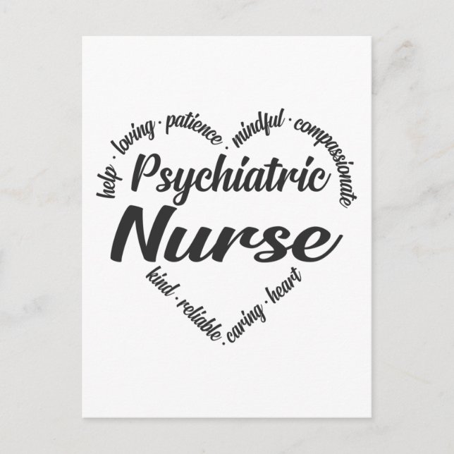 Cartes Pour Fêtes Annuelles Psychiatrie Infirmière Coeur Mot Cloud (Devant)