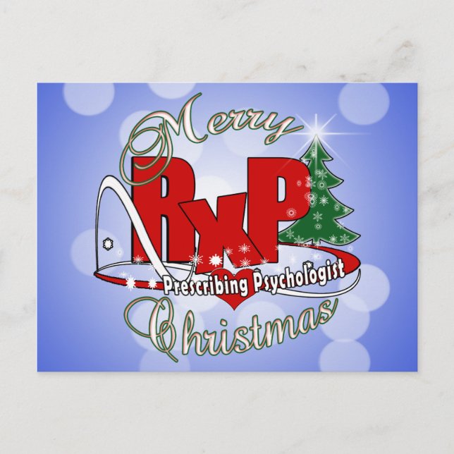 Cartes Pour Fêtes Annuelles Psychologue de Noël RxP. (Devant)