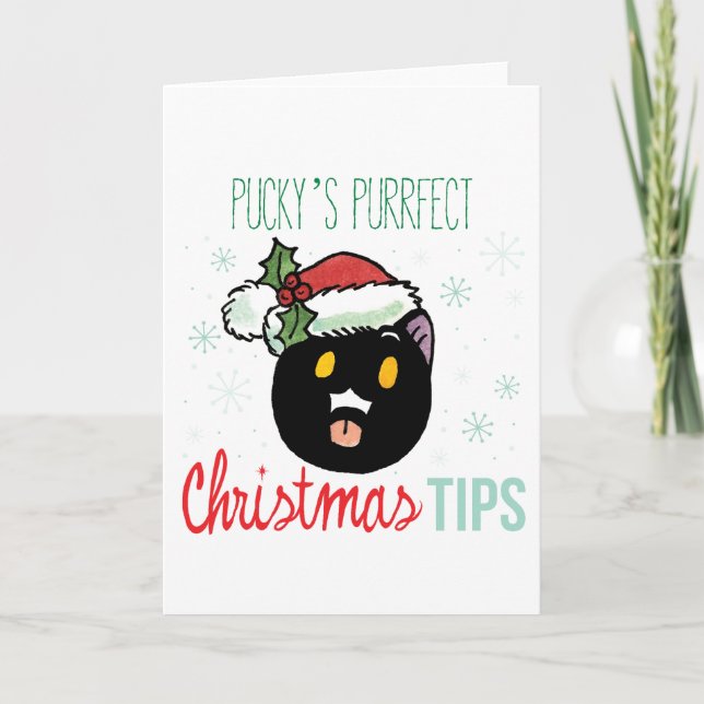 Cartes Pour Fêtes Annuelles Pucky's Purrfect Christmas Tips card (Devant)