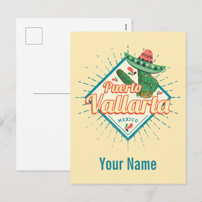 Cartes Pour Fêtes Annuelles Puerto Vallarta Jalisco Mexique danse cactus (Devant / Derrière)