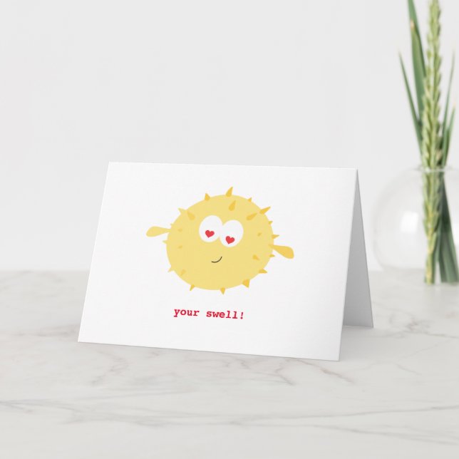 Cartes Pour Fêtes Annuelles Puffer Fish Your Swell Folded Valentine's Day Card (Devant)