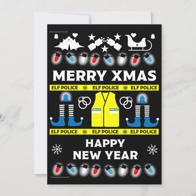 Cartes Pour Fêtes Annuelles Pugilant de Noël moche officier de police   (Devant)