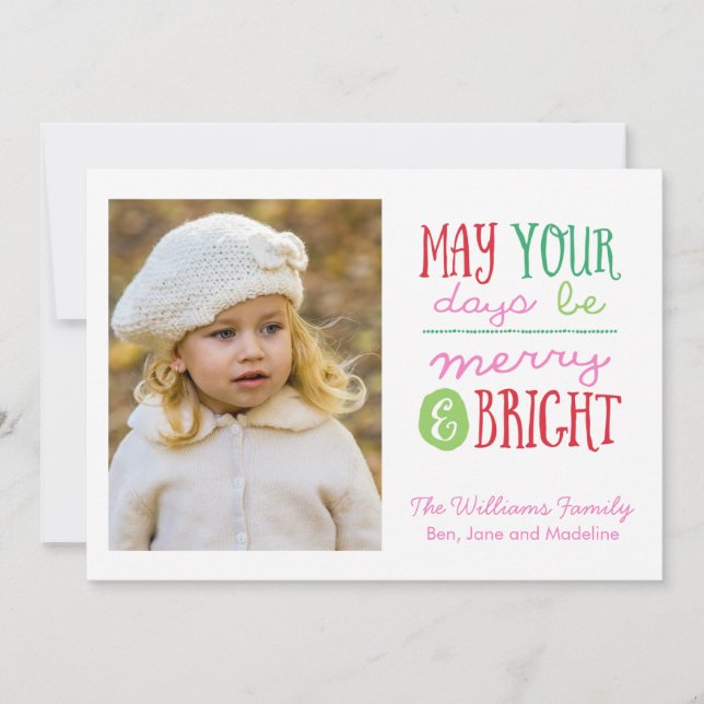 Cartes Pour Fêtes Annuelles Puisse Vos Jours Être Merveilleux & Bright Photo (Devant)