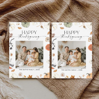 Cartes Pour Fêtes Annuelles Pumpkins Thanksgiving Flat Holiday Card