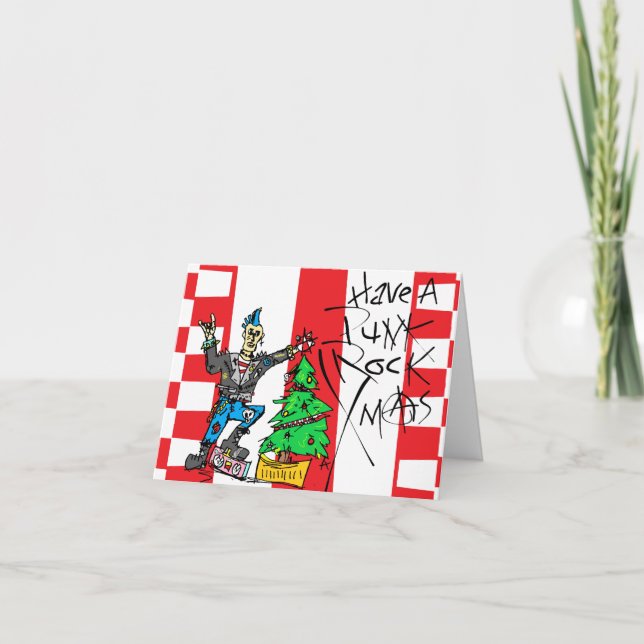 CARTES POUR FÊTES ANNUELLES PUNK ROCK NOËL (Devant)