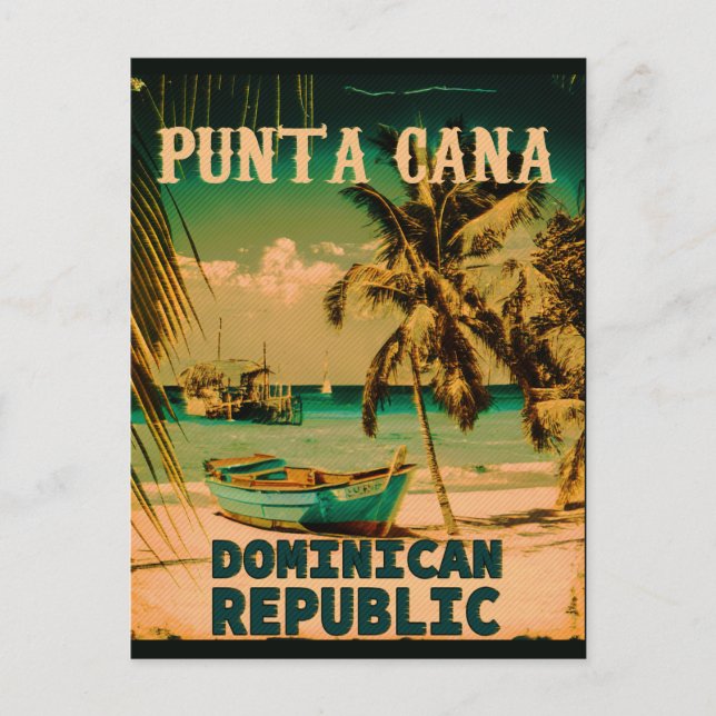 Cartes Pour Fêtes Annuelles Punta Cana République Dominicaine - Souvenir Rétro (Devant)