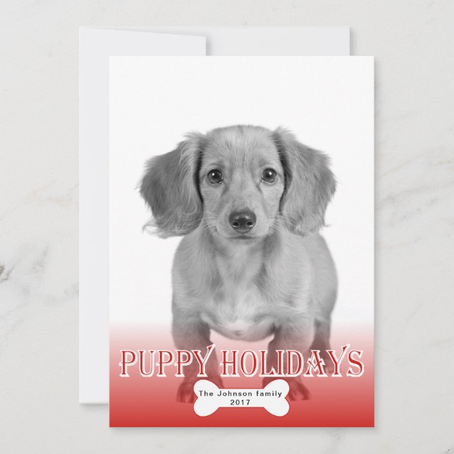 Cartes Pour Fêtes Annuelles Puppet vacances os rouge animal de Noël photo (Devant)