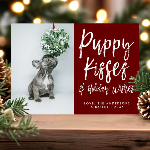 Cartes Pour Fêtes Annuelles Puppy Kisses Cute Empreinte de patte Pet Chien Pho