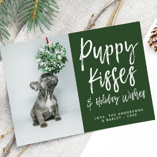 Cartes Pour Fêtes Annuelles Puppy Kisses Cute Empreinte de patte Pet Dog Photo