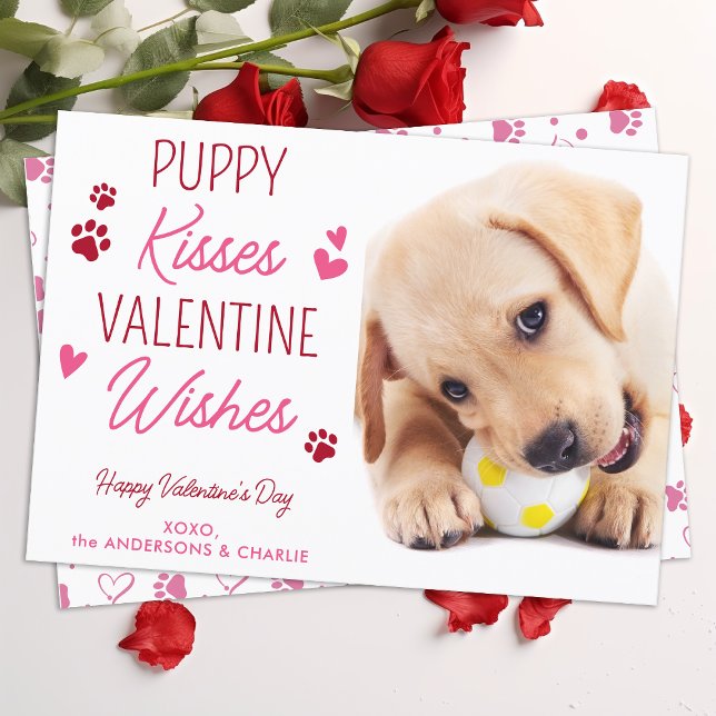 Cartes Pour Fêtes Annuelles Puppy Kisses Valentine souhaite personnalisé chien (Créateur téléchargé)
