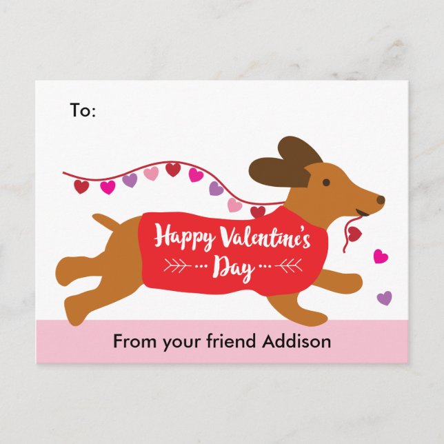 Cartes Pour Fêtes Annuelles Puppy Love Dachshund Dog School Valentine Exchange (Devant)