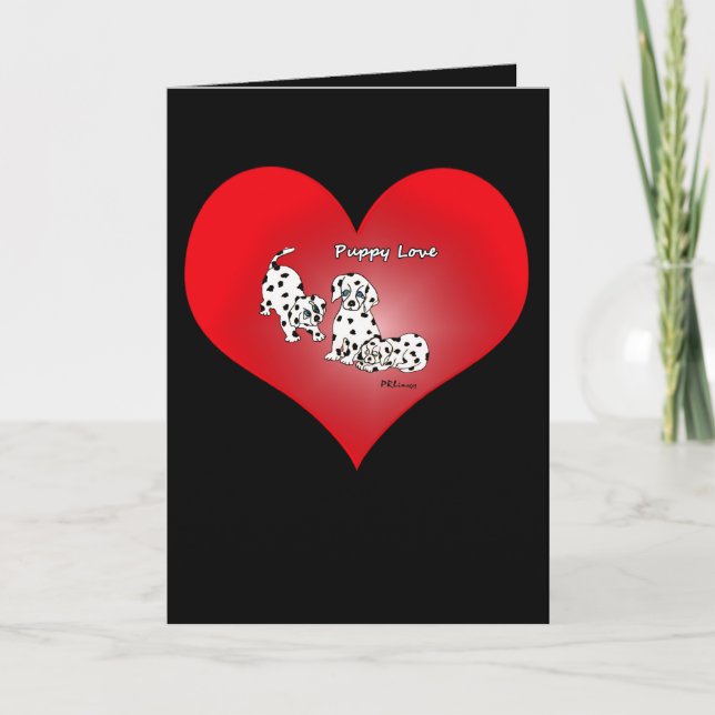 Cartes Pour Fêtes Annuelles Puppy Love Heart Valentine Card (Devant)