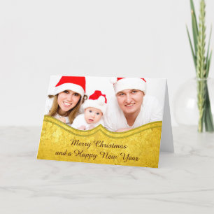 Cartes Pour Fêtes Annuelles PURE OR motif / feuille d'or + votre photo et votr