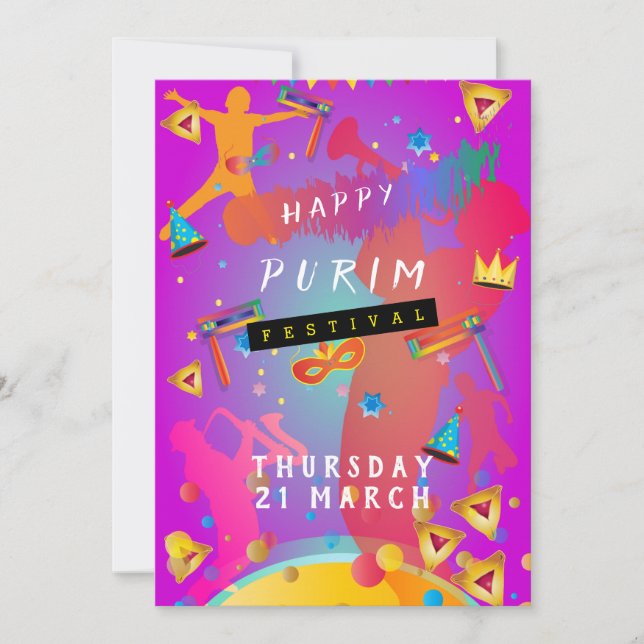 Cartes Pour Fêtes Annuelles Purim Festival Masquerade pour enfants (Devant)