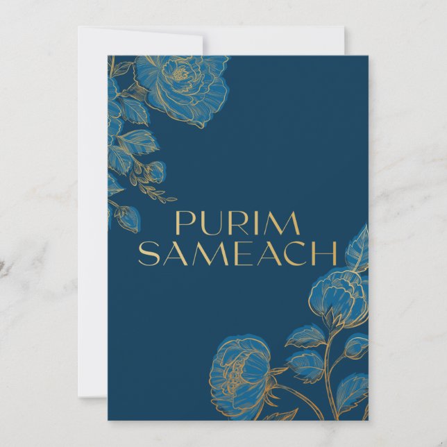 Cartes Pour Fêtes Annuelles Purim Sameach avec des fleurs pour manot de bracel (Devant)