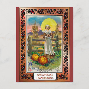 Cartes Pour Fêtes Annuelles Puritan et citrouille