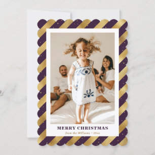 Cartes Pour Fêtes Annuelles Purple and Gold Foil Photo moderne Joyeux Noël