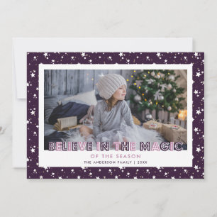 Cartes Pour Fêtes Annuelles Purple Believe In The Magic Stars Photo