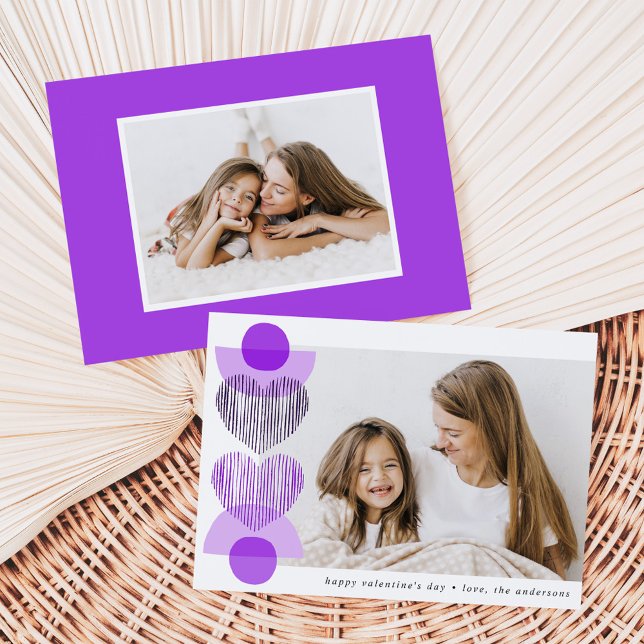 Cartes Pour Fêtes Annuelles Purple Boho Hearts Photo Saint-Valentin (Créateur téléchargé)