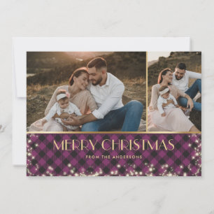 Cartes Pour Fêtes Annuelles Purple Buffalo Plaid Gold Photo Noël