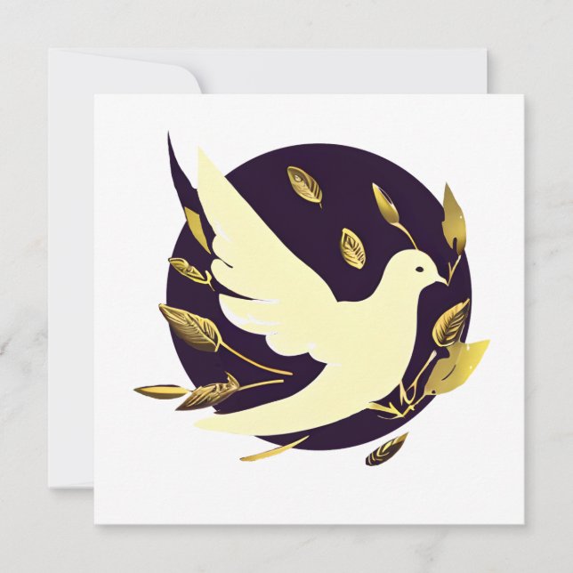Cartes Pour Fêtes Annuelles Purple et Gold Peace Dove (Devant)