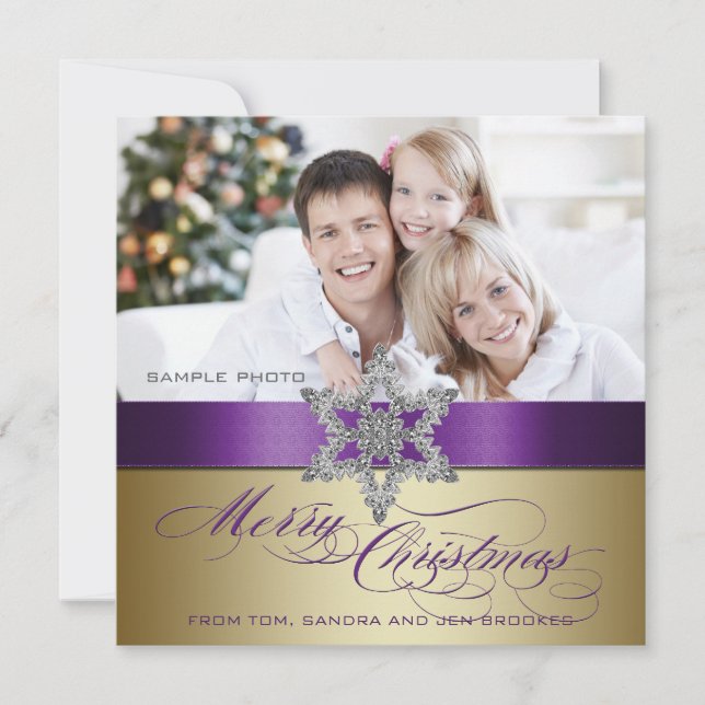 Cartes Pour Fêtes Annuelles Purple Gold Silver Joyeux voeux de Noël (Devant)
