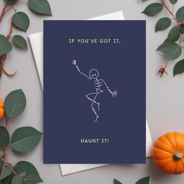 Cartes Pour Fêtes Annuelles Purple Halloween Danser Squelette (Créateur téléchargé)
