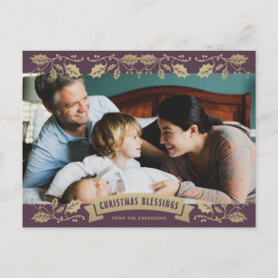 Cartes Pour Fêtes Annuelles Purple Holly religion chrétienne Photo Noël