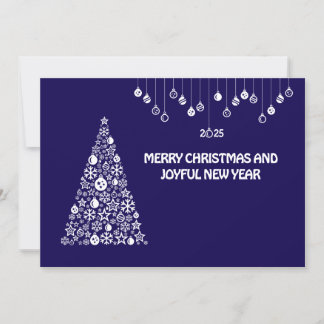 Cartes Pour Fêtes Annuelles Purple wish card New Year with tree & balls
