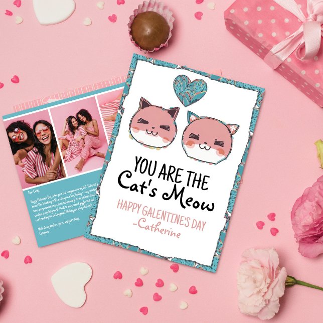 Cartes Pour Fêtes Annuelles Purr-fect Love Cat's Meow Galentine's Day (Créateur téléchargé)