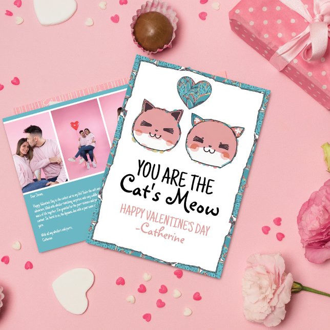 Cartes Pour Fêtes Annuelles Purr-fect Love Chat's Meow Valentine's Day (Créateur téléchargé)