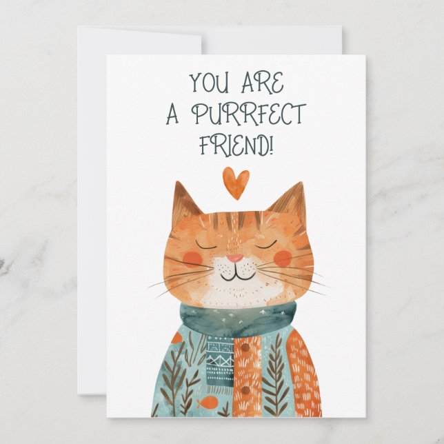 Cartes Pour Fêtes Annuelles Purrfect Friend Quirky Cat La Saint-Galentin (Devant)