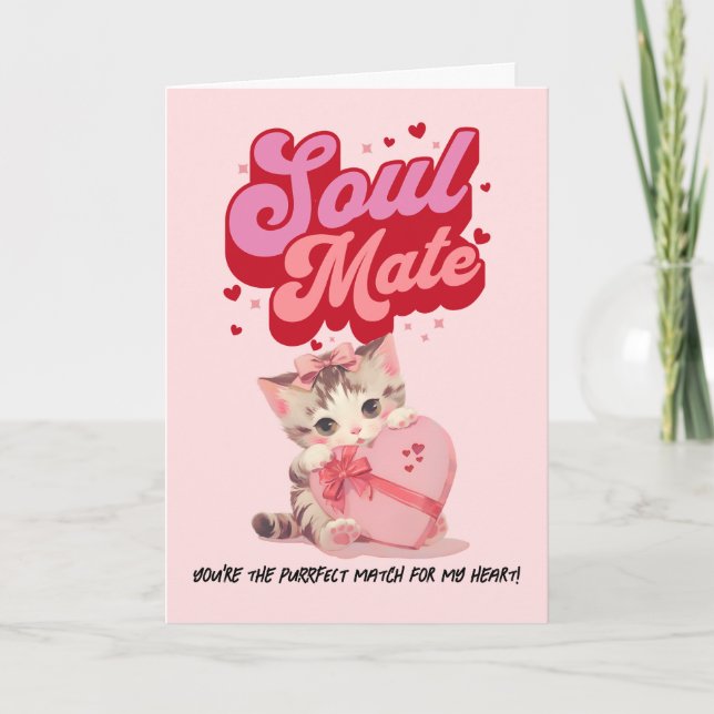 Cartes Pour Fêtes Annuelles Purrfect Match Retro Kity Valentine’s Day Card (Devant)