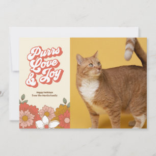 Cartes Pour Fêtes Annuelles Purrs Love and Joy Retro Chat Super