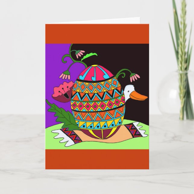 Cartes Pour Fêtes Annuelles Pysanka et Canard L'art populaire ukrainien (Devant)