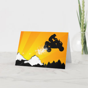 Cartes Pour Fêtes Annuelles quadruples. coucher du soleil orange