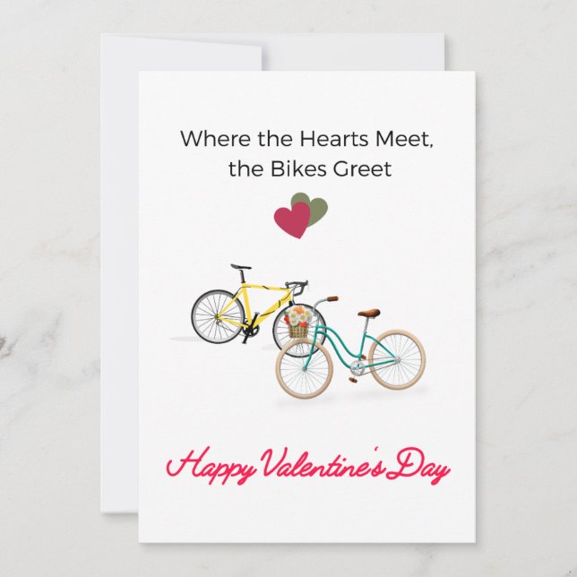 Cartes Pour Fêtes Annuelles Quand les coeurs se rencontrent, les vélos saluent (Devant)